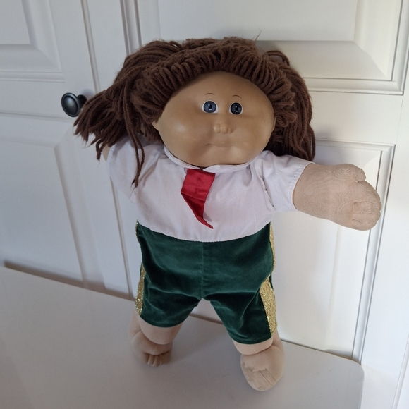 Cabbage Patch Doll with Green Pants and Red Tie - Picture 1 of 2